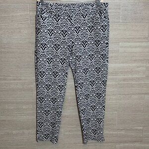 Chico's Black White Patterned Pullups Ankle Cropped Pants Size 16